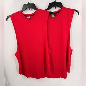 Gym Revolution Red Mens Tank Athletic Workout Size Medium Set Of 2 Muscle Tank
